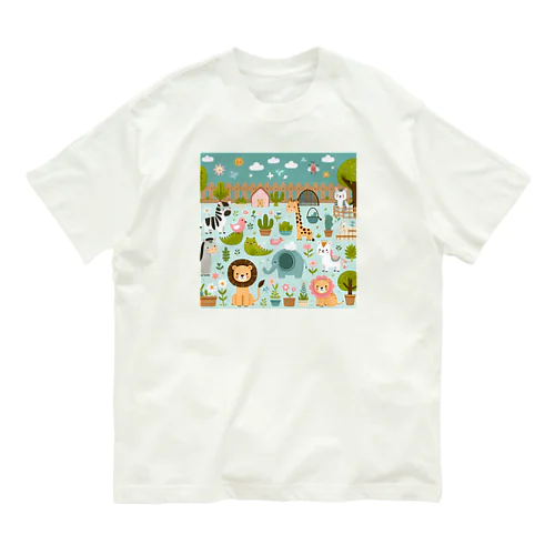 ワクワク動物園の愉快な仲間たち♪ Organic Cotton T-Shirt