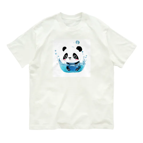 水に落ちるパンダ オーガニックコットンTシャツ