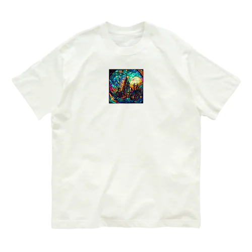 シンデレラ城風のステンドグラス オーガニックコットンTシャツ