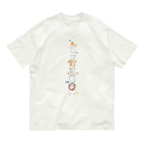 ゆるゆるあにまるず（たてver） オーガニックコットンTシャツ