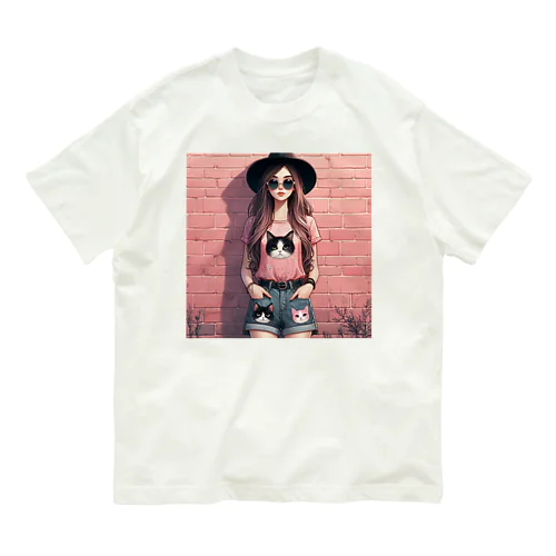 猫好きの女の子のファッション(1) Organic Cotton T-Shirt