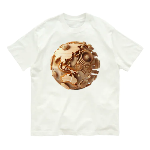 "Wooden Earth" オーガニックコットンTシャツ