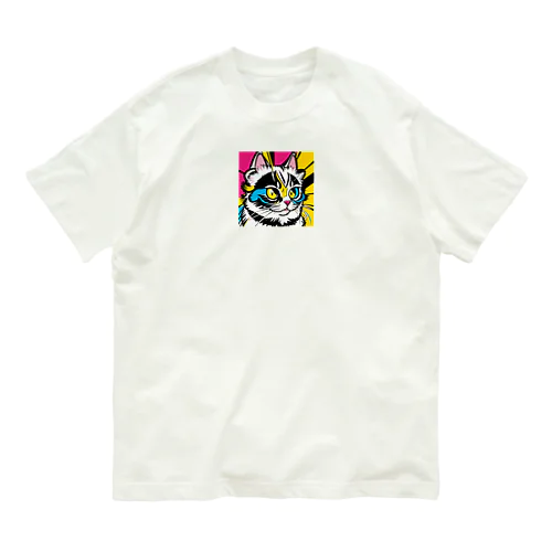 カッコいい猫 オーガニックコットンTシャツ