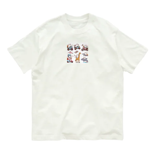 乗り物ネコ オーガニックコットンTシャツ