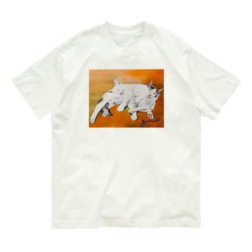 幸せな夢をみる仔猫たち・油絵 オーガニックコットンTシャツ