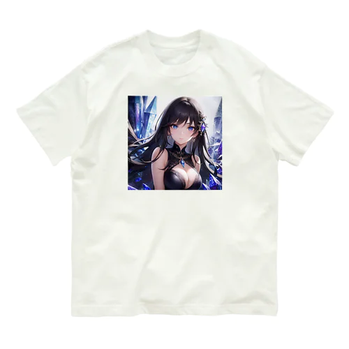 クリスタルと女性 オーガニックコットンTシャツ