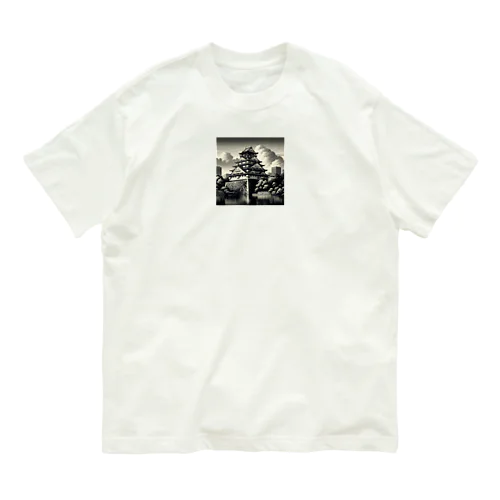 モノクロームな印象を与える大阪城 Organic Cotton T-Shirt