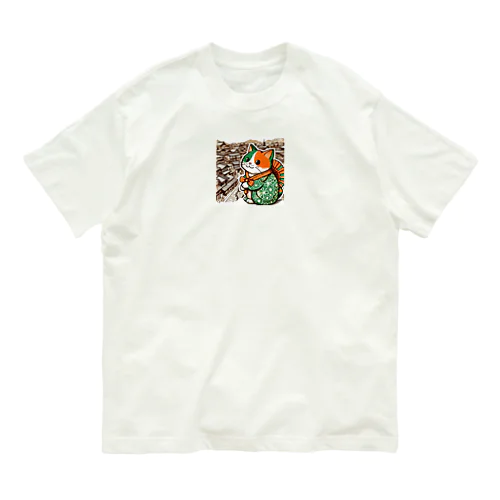 おのぼり猫ベエ Organic Cotton T-Shirt