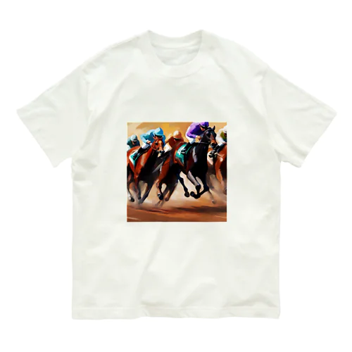 馬たちの力強さと競争心 Organic Cotton T-Shirt