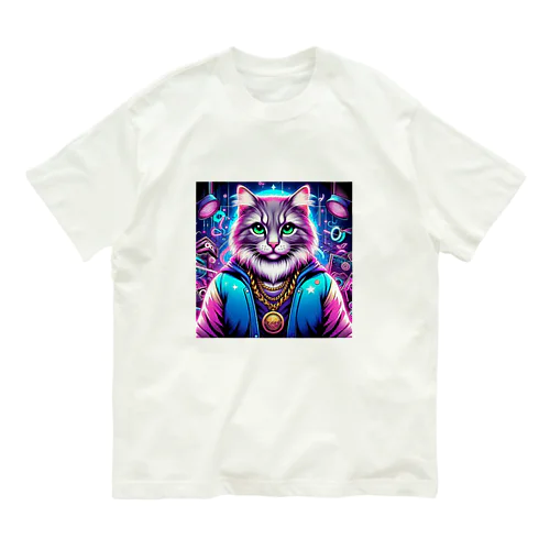 イケ猫DJ オーガニックコットンTシャツ