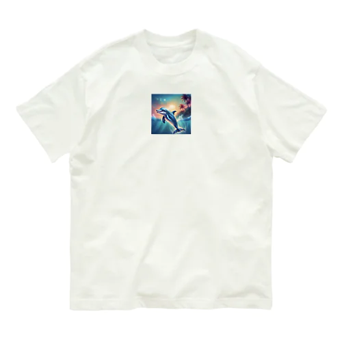 水面を跳ねるイルカ Organic Cotton T-Shirt