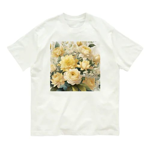 ペールイエローテーマの花束 オーガニックコットンTシャツ