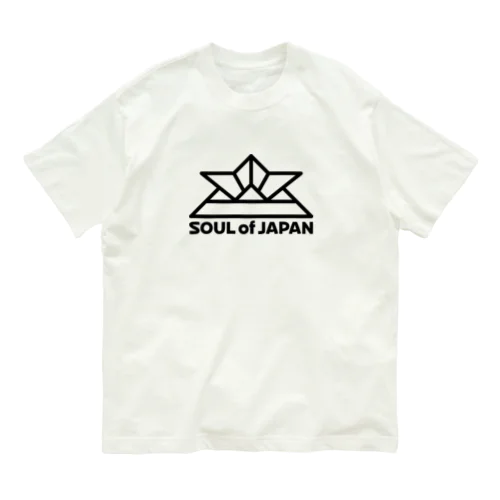 ソウルオブジャパン 折り紙の兜デザイン 大和魂 日本 ブラック Organic Cotton T-Shirt