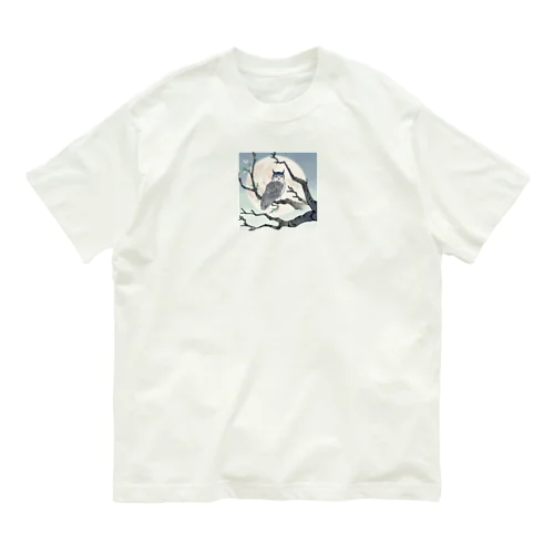 月に照らされた梟 オーガニックコットンTシャツ