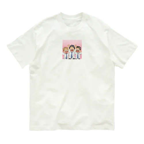 ３人でバンザイする＠サラリーマン オーガニックコットンTシャツ