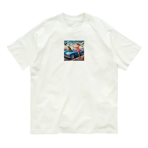 ドライブにゃんこチャン Organic Cotton T-Shirt