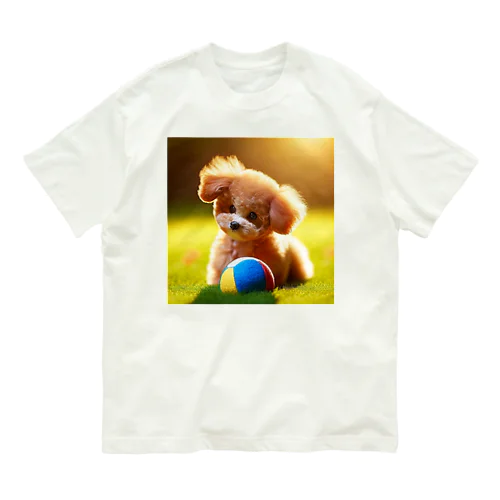 トイプードルのさんちゃん遊び疲れた Organic Cotton T-Shirt