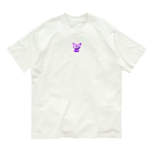 バイオレット　キャット オーガニックコットンTシャツ