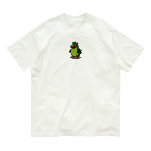 緑、恐竜、ワニ オーガニックコットンTシャツ