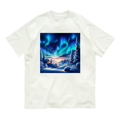 オーロラのある風景 オーガニックコットンTシャツ