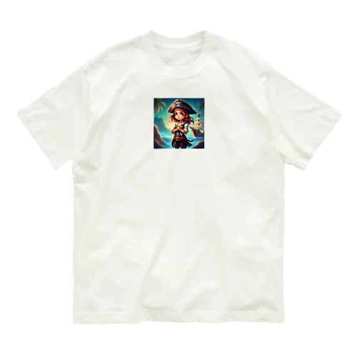 可愛い海賊の女の子 オーガニックコットンTシャツ