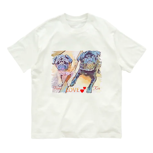 パグ犬　ケンちゃん　花ちゃん Organic Cotton T-Shirt