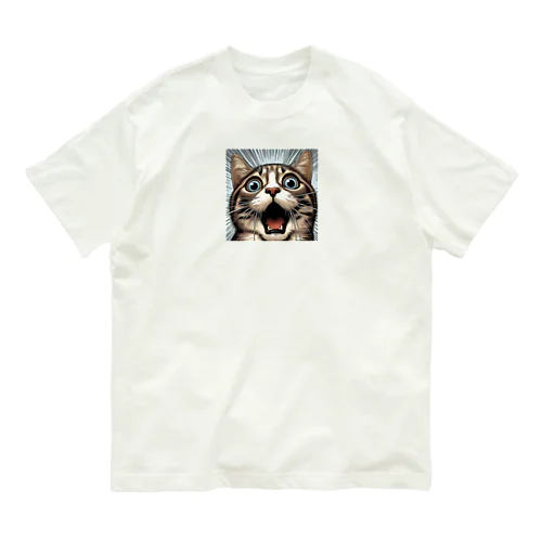 劇画で驚愕する猫 Organic Cotton T-Shirt