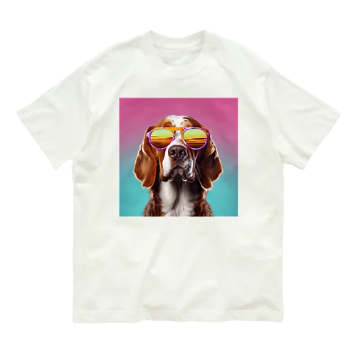 サングラスをかけた、かわいい犬 Marsa 106 オーガニックコットンTシャツ