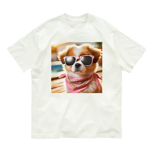 サングラスをかけた、かわいい犬 Marsa 106 Organic Cotton T-Shirt