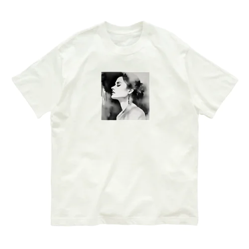 はかなげな女性（モノクロ） Organic Cotton T-Shirt