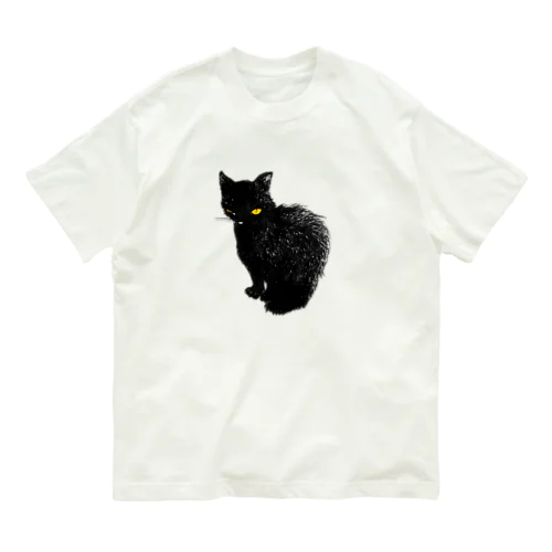 黒猫 オーガニックコットンTシャツ