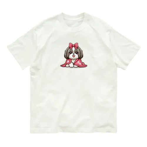 毛布にくるまるシーズー Organic Cotton T-Shirt