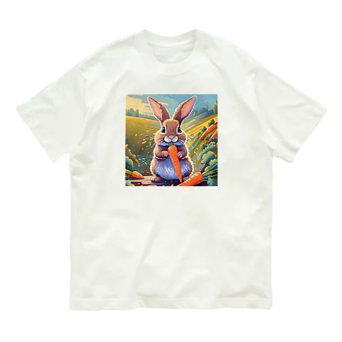 ニンジンを食べるうさぎ Organic Cotton T-Shirt