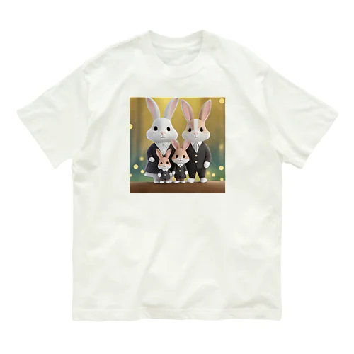 うさぎの家族4（父・母・子） オーガニックコットンTシャツ