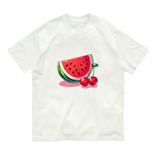 スイカとチェリー Organic Cotton T-Shirt