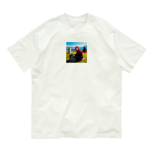 お墓参りの美女 オーガニックコットンTシャツ