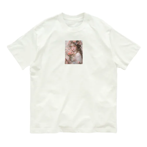 バラの花束と女性　なでしこ1478 オーガニックコットンTシャツ