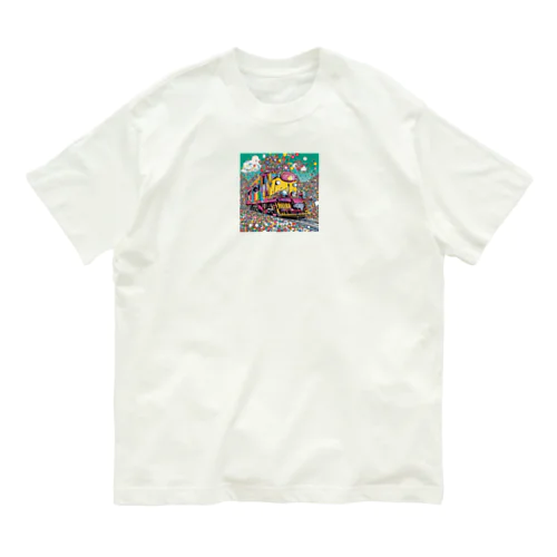 カラフルトレイン オーガニックコットンTシャツ