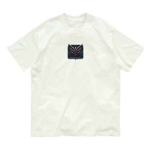 ワシ　軍需産業風のロゴ オーガニックコットンTシャツ