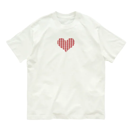 レッド千鳥柄ハート Organic Cotton T-Shirt