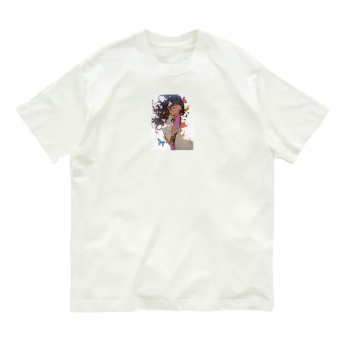 女と蝶　なでしこ1478 オーガニックコットンTシャツ