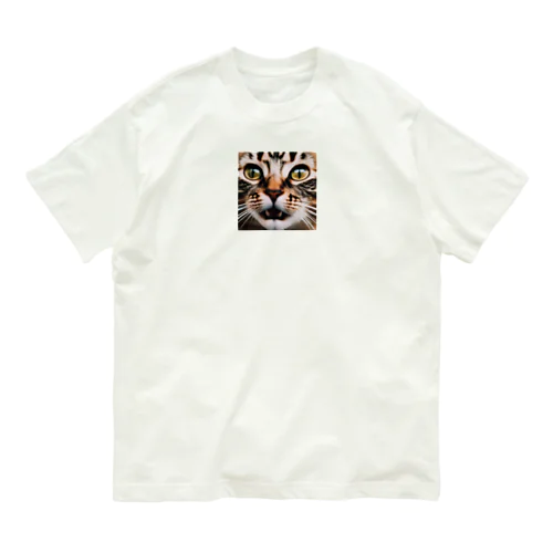 ニャーニャー鳴いている猫 オーガニックコットンTシャツ