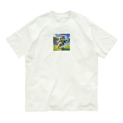 サッカーにゃんこ Organic Cotton T-Shirt