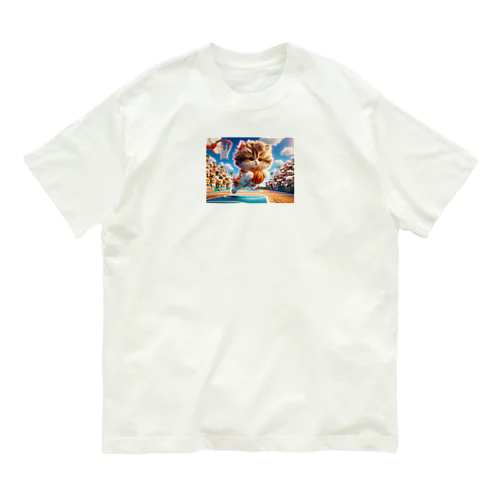 バスケットボールにゃんこ Organic Cotton T-Shirt