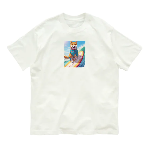 サーフィンする柴犬 Organic Cotton T-Shirt