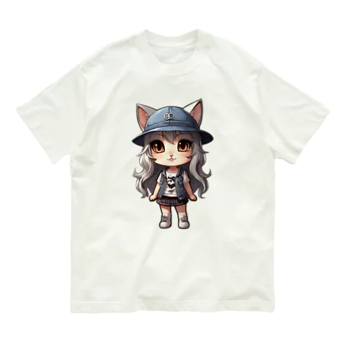 猫派アイドル　にゃにゃ美ちゃん オーガニックコットンTシャツ