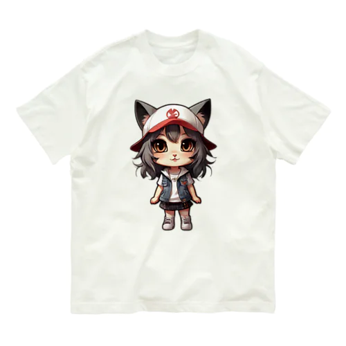 猫派アイドル【にゃ美ちゃん】 オーガニックコットンTシャツ