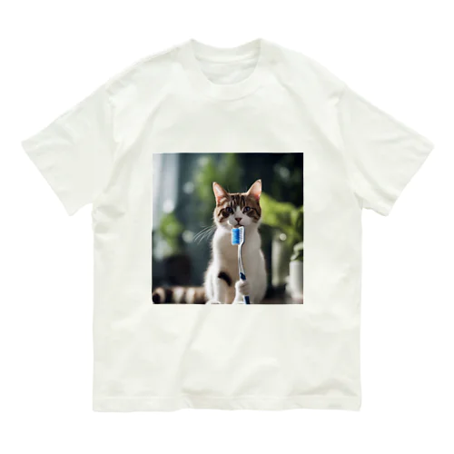 歯ブラシ猫 Organic Cotton T-Shirt