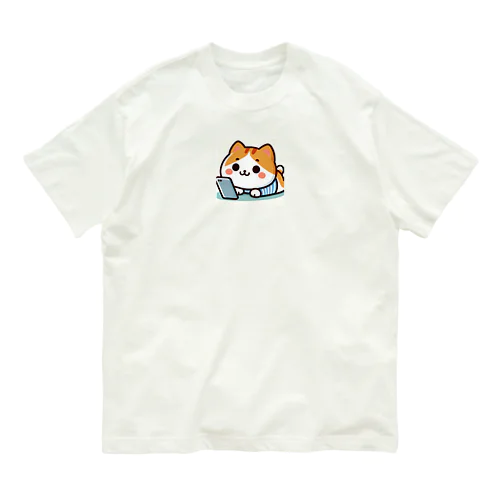 スマホ中毒だにゃあ オーガニックコットンTシャツ