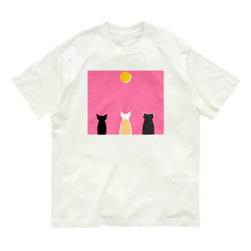 3にゃん時々月うさぎ Organic Cotton T-Shirt